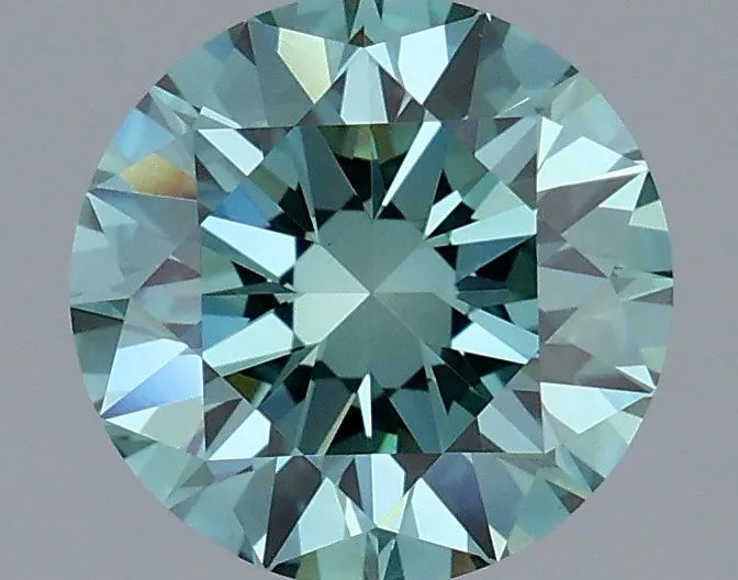 1.52ct Round Lab Grown Diamond (Colour Fancy Vivid Blueish Green, Clarity VVS2, Cut EX, IGI Certified)
