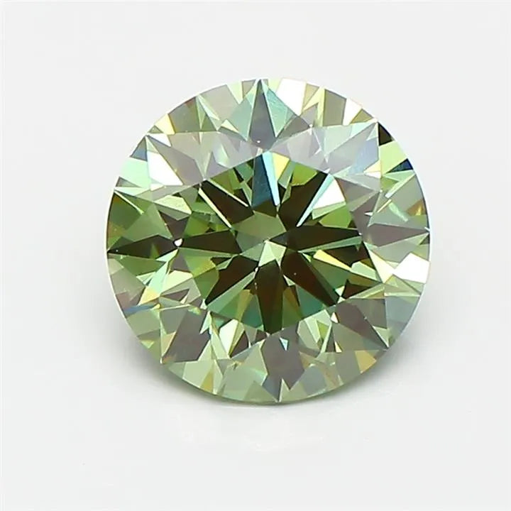 1.52ct Round Lab Grown Diamond (Colour Fancy Vivid Green, Clarity VS1, Cut ID, IGI Certified)