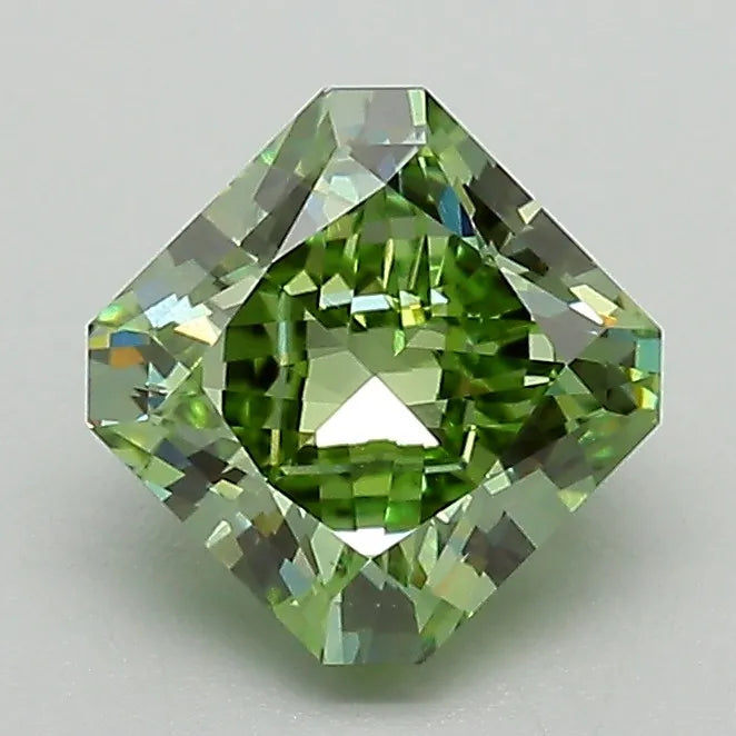 1.52ct Square radiant Lab Grown Diamond (Colour Fancy Vivid Green, Clarity VVS2, IGI Certified)