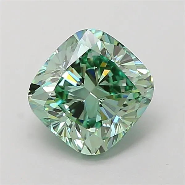 1.53ct Cushion modified Lab Grown Diamond (Colour Fancy Vivid Green, Clarity VVS2, IGI Certified)
