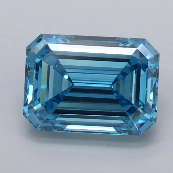 1.53ct Emerald Lab Grown Diamond (Colour Fancy Vivid Blue, Clarity VVS2, IGI Certified)
