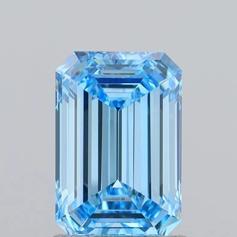 1.54ct Emerald Lab Grown Diamond (Colour Fancy Vivid Blue, Clarity VS1, IGI Certified)