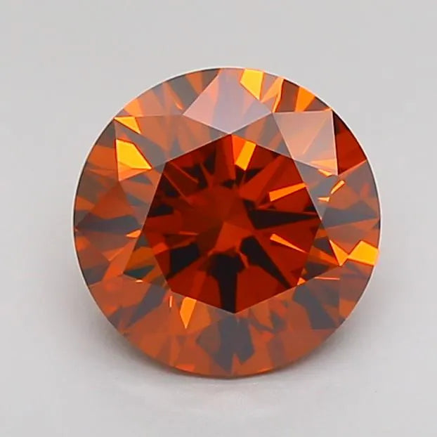 1.55ct Round Lab Grown Diamond (Colour Fancy Deep Orange, Clarity VVS2, Cut ID, IGI Certified)