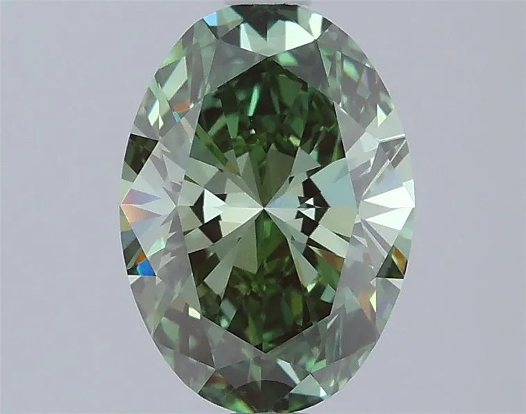 1.57ct Oval Lab Grown Diamond (Colour Fancy Vivid Green, Clarity VVS2, IGI Certified)
