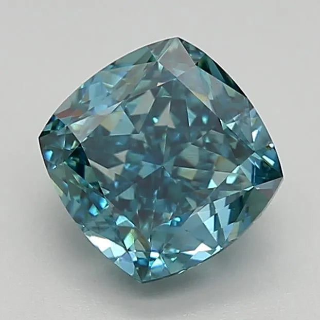 1.60ct Cushion modified Lab Grown Diamond (Colour Fancy Vivid Green Blue, Clarity VS1, IGI Certified)