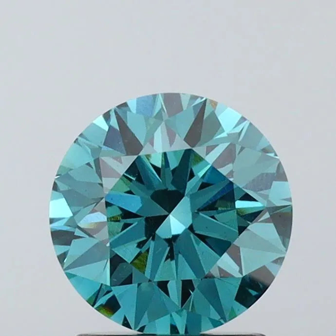 1.64ct Round Lab Grown Diamond (Colour Fancy Vivid Greenish Blue, Clarity VS1, Cut ID, IGI Certified)