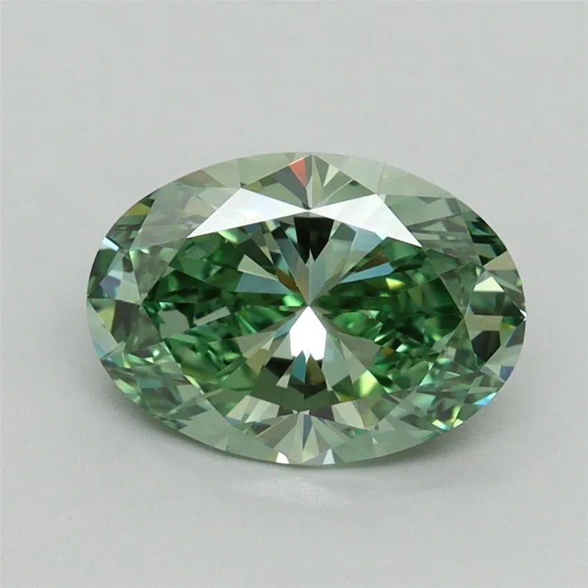 1.67ct Oval Lab Grown Diamond (Colour Fancy Vivid Green, Clarity VS1, IGI Certified)