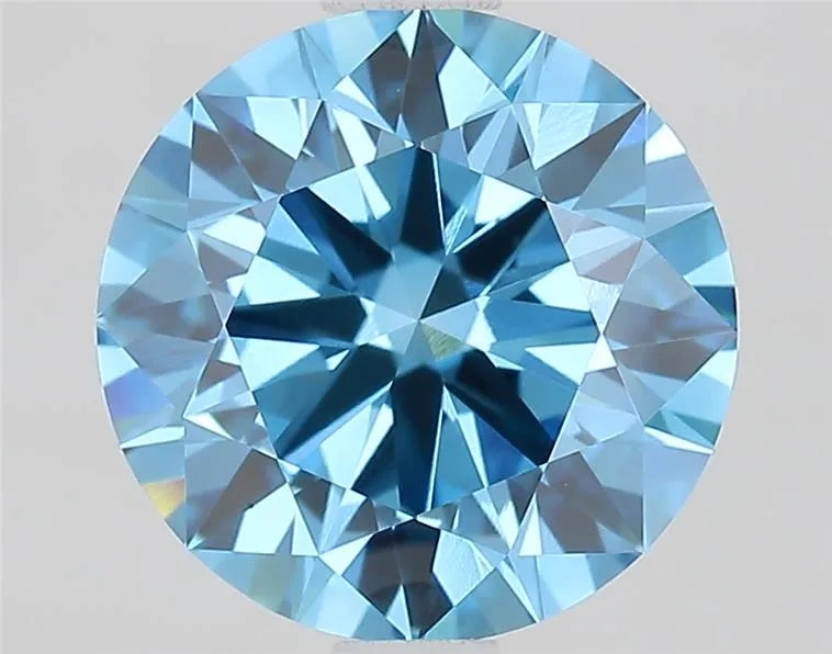 1.71ct Round Lab Grown Diamond (Colour Fancy Vivid Blue, Clarity VVS2, Cut ID, IGI Certified)