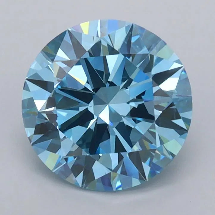1.73ct Round Lab Grown Diamond (Colour Fancy Vivid Blue, Clarity VVS1, Cut EX, IGI Certified)