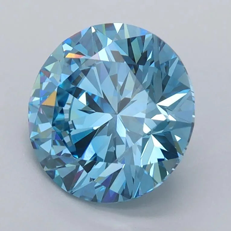 1.73ct Round Lab Grown Diamond (Colour Fancy Vivid Blue, Clarity VVS1, Cut ID, IGI Certified)