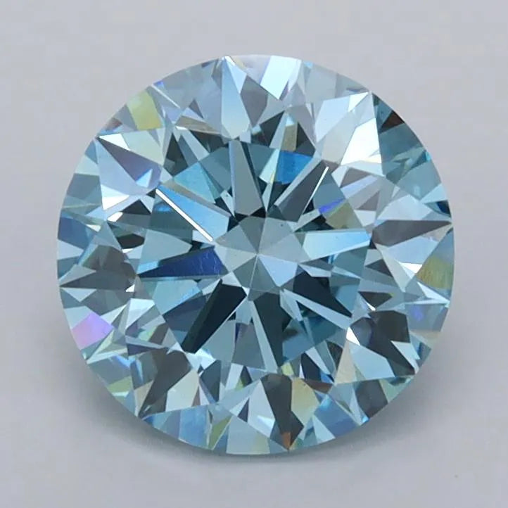 1.76ct Round Lab Grown Diamond (Colour Fancy Vivid Blue, Clarity VVS2, Cut ID, IGI Certified)