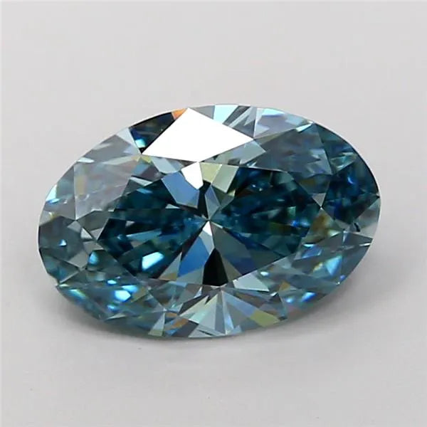 1.82ct Oval Lab Grown Diamond (Colour Fancy Vivid Greenish Blue, Clarity VS1, IGI Certified)
