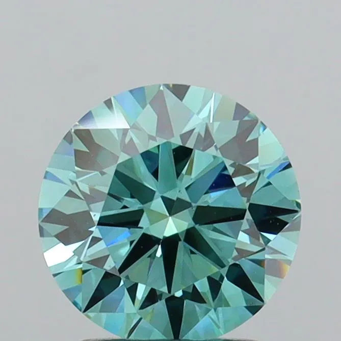 1.85ct Round Lab Grown Diamond (Colour Fancy Vivid Blueish Green, Clarity VS1, Cut ID, IGI Certified)
