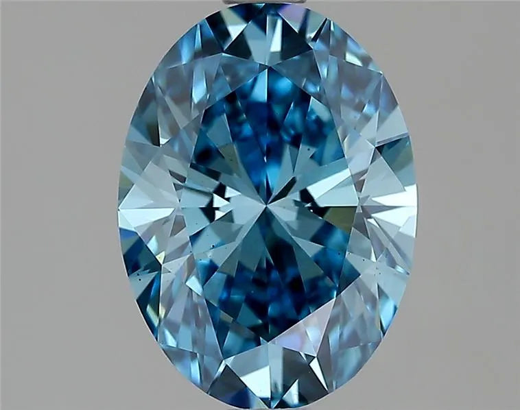 1.87ct Oval Lab Grown Diamond (Colour Fancy Vivid Blue, Clarity VS1, IGI Certified)