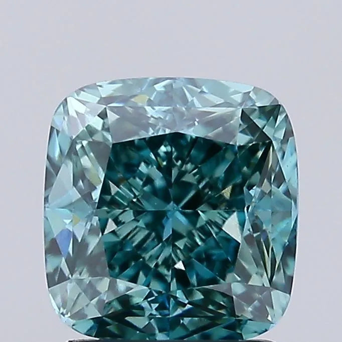 1.94ct Cushion modified Lab Grown Diamond (Colour Fancy Vivid Blueish Green, Clarity VS1, IGI Certified)