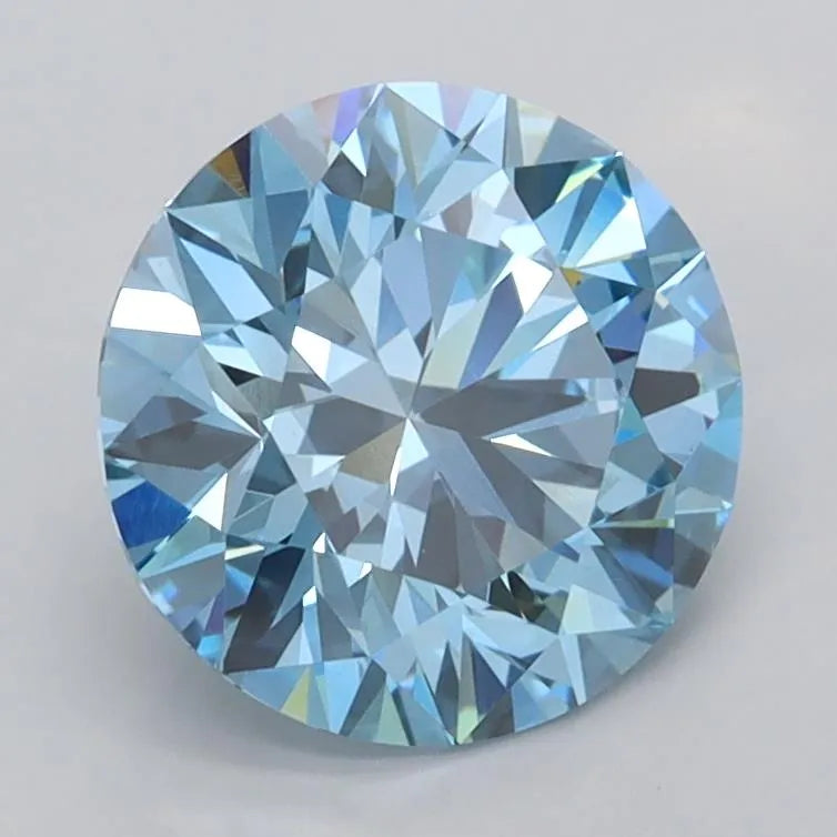 1.94ct Round Lab Grown Diamond (Colour Fancy Vivid Blue, Clarity VVS2, Cut ID, IGI Certified)