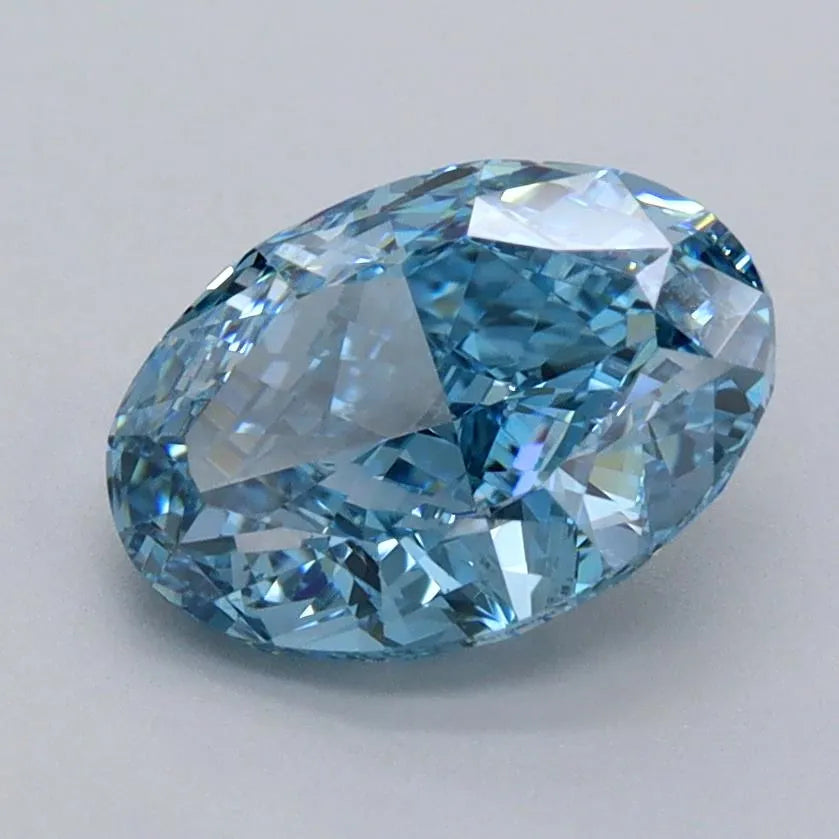 1.95ct Oval Lab Grown Diamond (Colour Fancy Vivid Blue, Clarity VS1, IGI Certified)