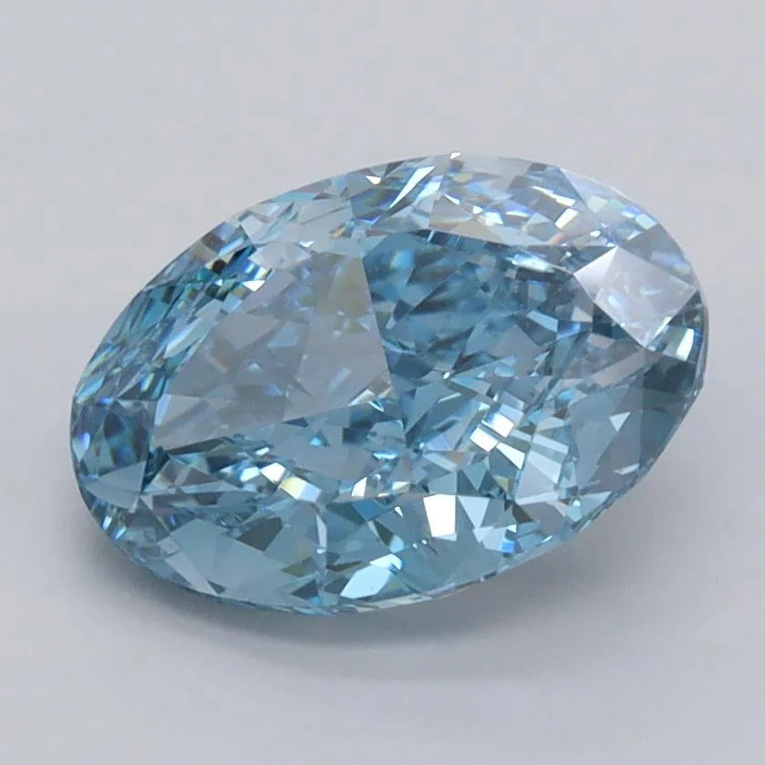 1.98ct Oval Lab Grown Diamond (Colour Fancy Vivid Blue, Clarity VS1, IGI Certified)