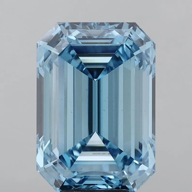 10.02ct Emerald Lab Grown Diamond (Colour Fancy Vivid Blue, Clarity VS1, IGI Certified)