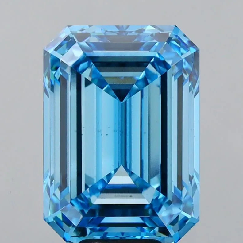 10.50ct Emerald Lab Grown Diamond (Colour Fancy Vivid Blue, Clarity VS1, IGI Certified)