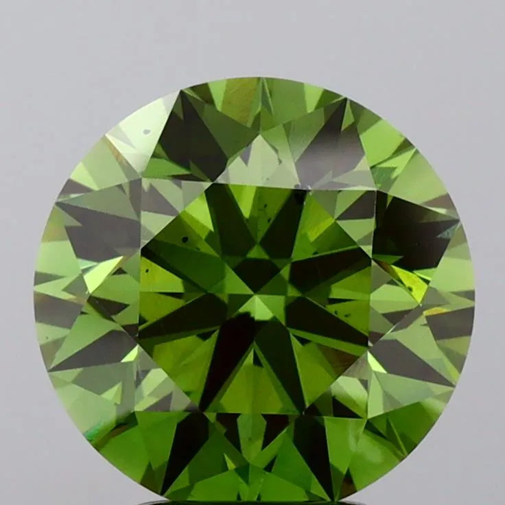 3.20ct Round Lab Grown Diamond (Colour Fancy Vivid Green, Clarity SI1, Cut ID, IGI Certified)