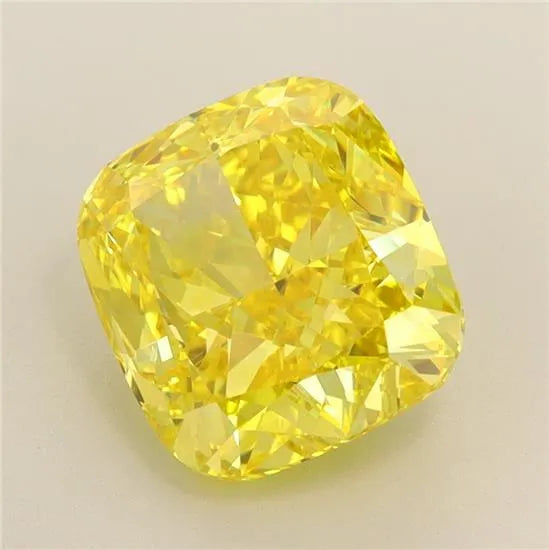 3.33ct Cushion modified Lab Grown Diamond (Colour Fancy Vivid Yellow, Clarity VVS2, IGI Certified)
