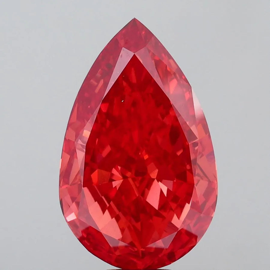 14.22ct Pear Lab Grown Diamond (Colour Fancy Vivid Red, Clarity VS1, IGI Certified)