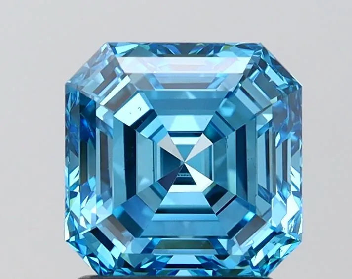 2.05ct Square emerald Lab Grown Diamond (Colour Fancy Vivid Blue, Clarity VS1, IGI Certified)