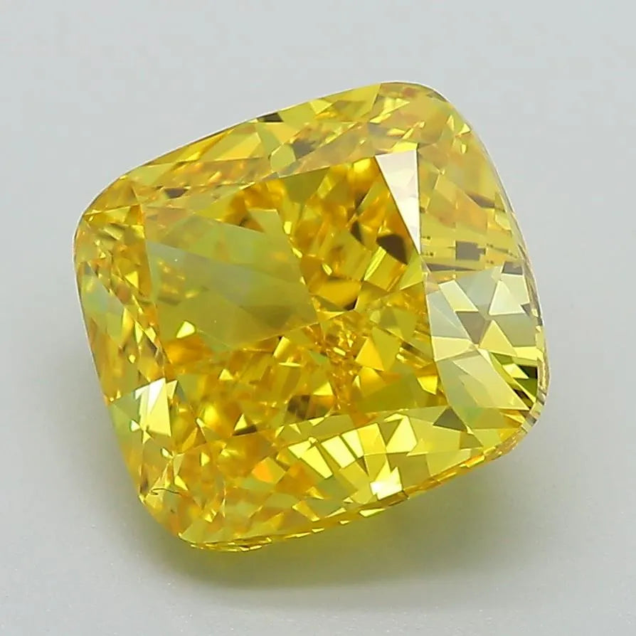 3.81ct Cushion modified Lab Grown Diamond (Colour Fancy Vivid Yellow, Clarity VVS2, IGI Certified)