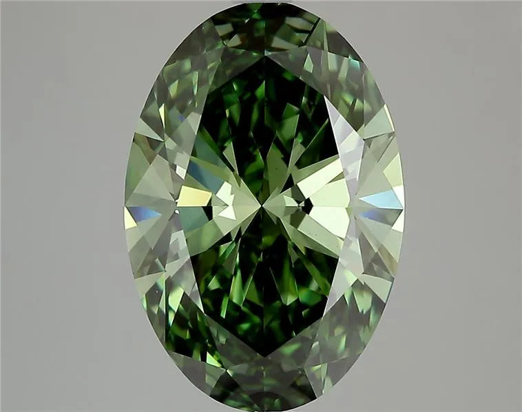 4.02ct Oval Lab Grown Diamond (Colour Fancy Vivid Green, Clarity VVS2, Cut GD, IGI Certified)