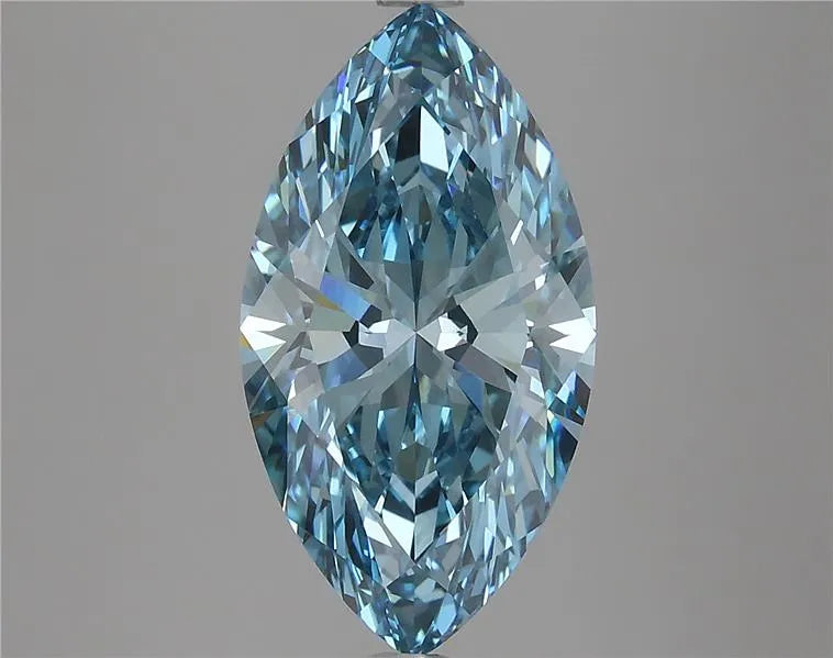 3.87ct Marquise Lab Grown Diamond (Colour Fancy Vivid Blue, Clarity VVS2, Cut GD, IGI Certified)