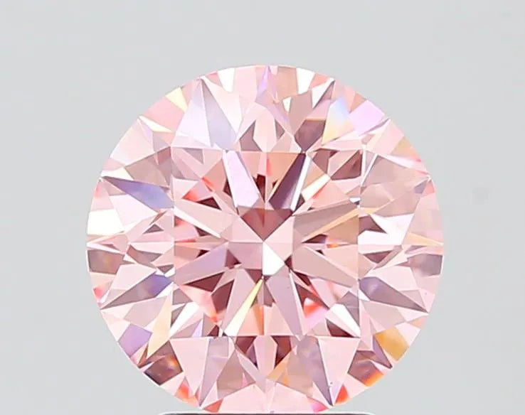2.86ct Round Lab Grown Diamond (Colour Fancy Vivid Pink, Clarity VVS2, Cut EX, IGI Certified)