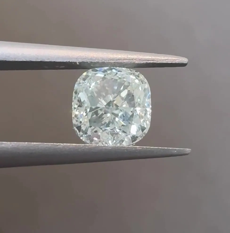 1.01ct Cushion brilliant Natural Diamond (Colour Very Light Green, Clarity VVS1, GIA Certified)