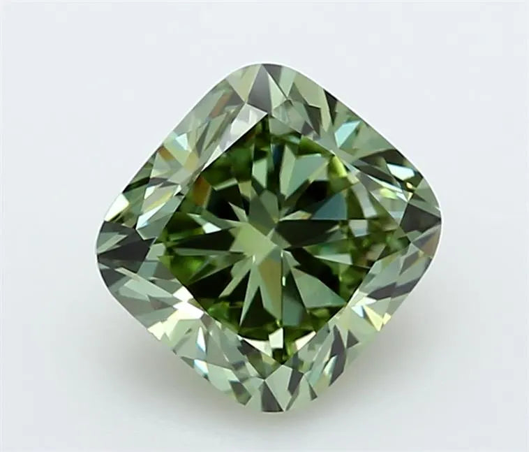 2.56ct Cushion modified Lab Grown Diamond (Colour Fancy Vivid Green, Clarity VVS2, IGI Certified)