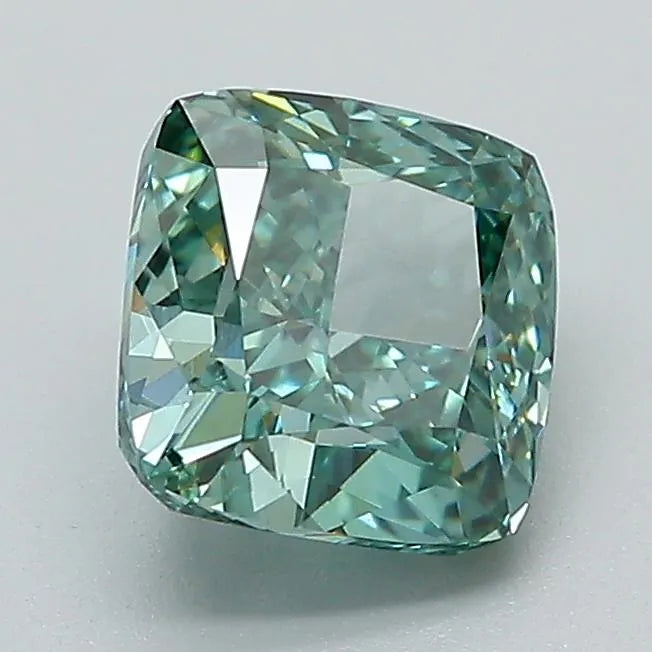1.62ct Cushion brilliant Lab Grown Diamond (Colour Fancy Vivid Green, Clarity VVS2, IGI Certified)