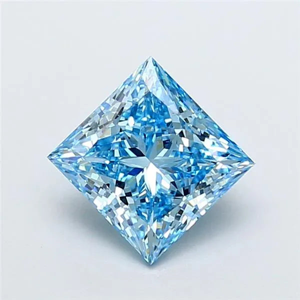 3.03ct Princess Lab Grown Diamond (Colour Fancy Vivid Blue, Clarity VS2, IGI Certified)