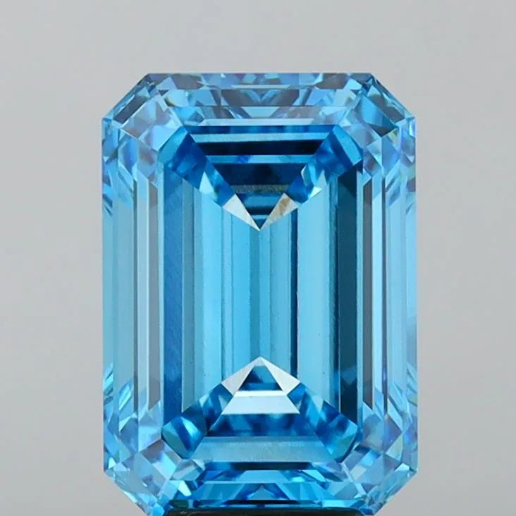 7.01ct Emerald Lab Grown Diamond (Colour Fancy Vivid Blue, Clarity VS1, IGI Certified)