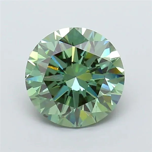 3.01ct Round Lab Grown Diamond (Colour Fancy Vivid Green, Clarity VS1, Cut EX, IGI Certified)
