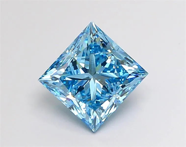 2.53ct Princess Lab Grown Diamond (Colour Fancy Vivid Blue, Clarity VVS2, IGI Certified)