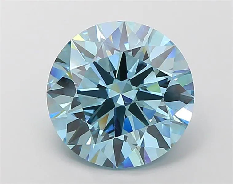 6.01ct Round Lab Grown Diamond (Colour Fancy Vivid Blue, Clarity VS2, Cut ID, IGI Certified)