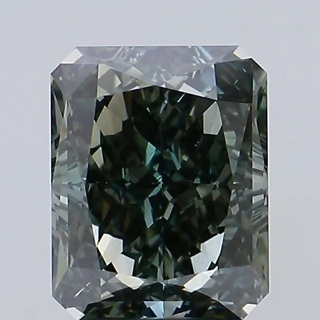 4.07ct Radiant Lab Grown Diamond (Colour Fancy Vivid Green Gray, Clarity VVS2, IGI Certified)