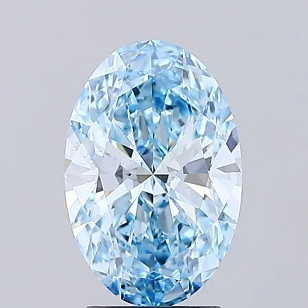 2.09ct Oval Lab Grown Diamond (Colour Fancy Vivid Blue, Clarity VS2, IGI Certified)