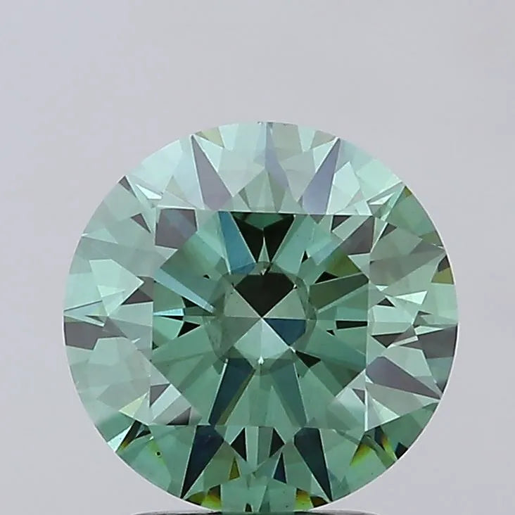 2.78ct Round Lab Grown Diamond (Colour Fancy Vivid Green, Clarity VS2, Cut ID, IGI Certified)