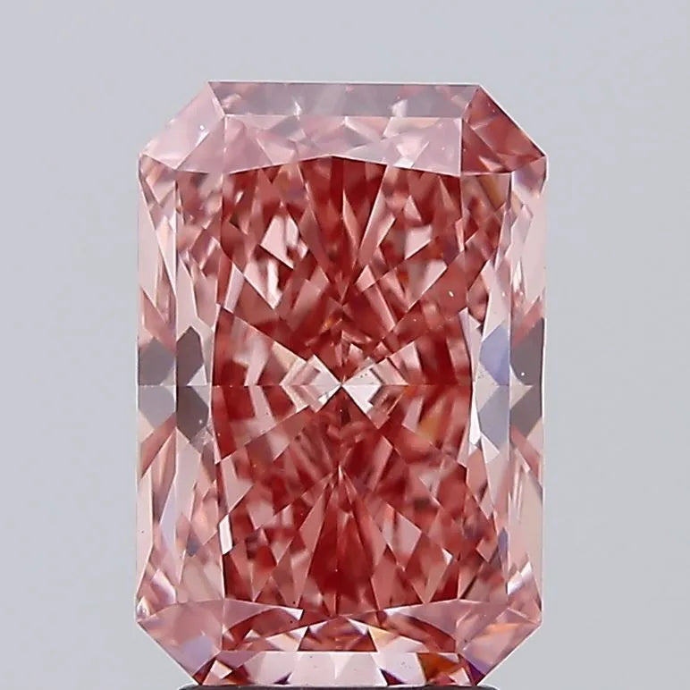 3.38ct Radiant Lab Grown Diamond (Colour Fancy Vivid Brownish Pink, Clarity VS1, IGI Certified)