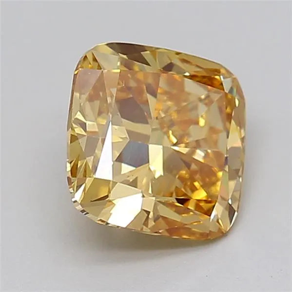 2.00ct Cushion brilliant Lab Grown Diamond (Colour Fancy Vivid Brownish Yellow, Clarity VS1, Cut GD, IGI Certified)