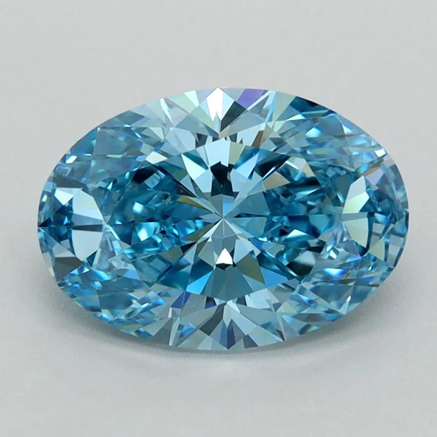 2.00ct Oval Lab Grown Diamond (Colour Fancy Vivid Blue, Clarity VVS1, IGI Certified)