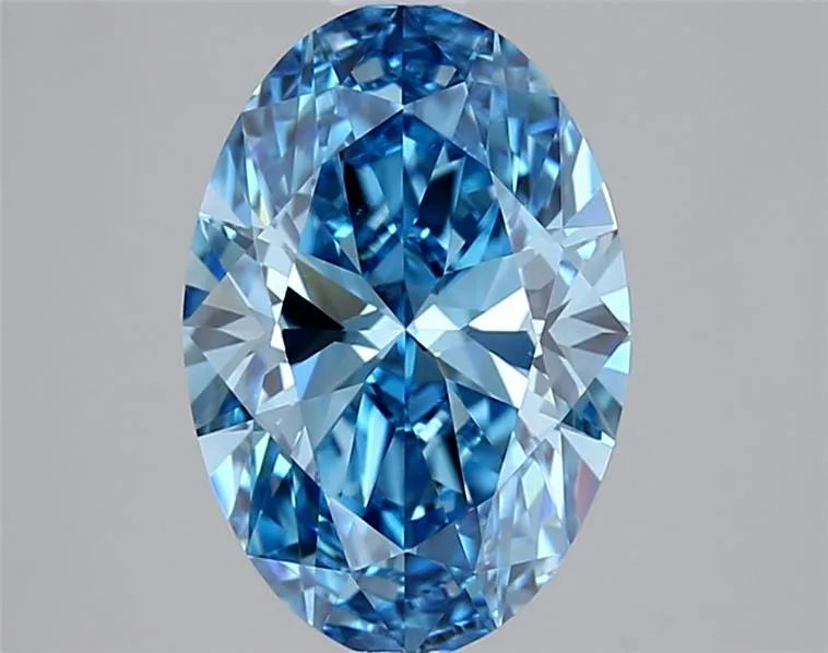 2.00ct Oval Lab Grown Diamond (Colour Fancy Vivid Blue, Clarity VVS2, IGI Certified)