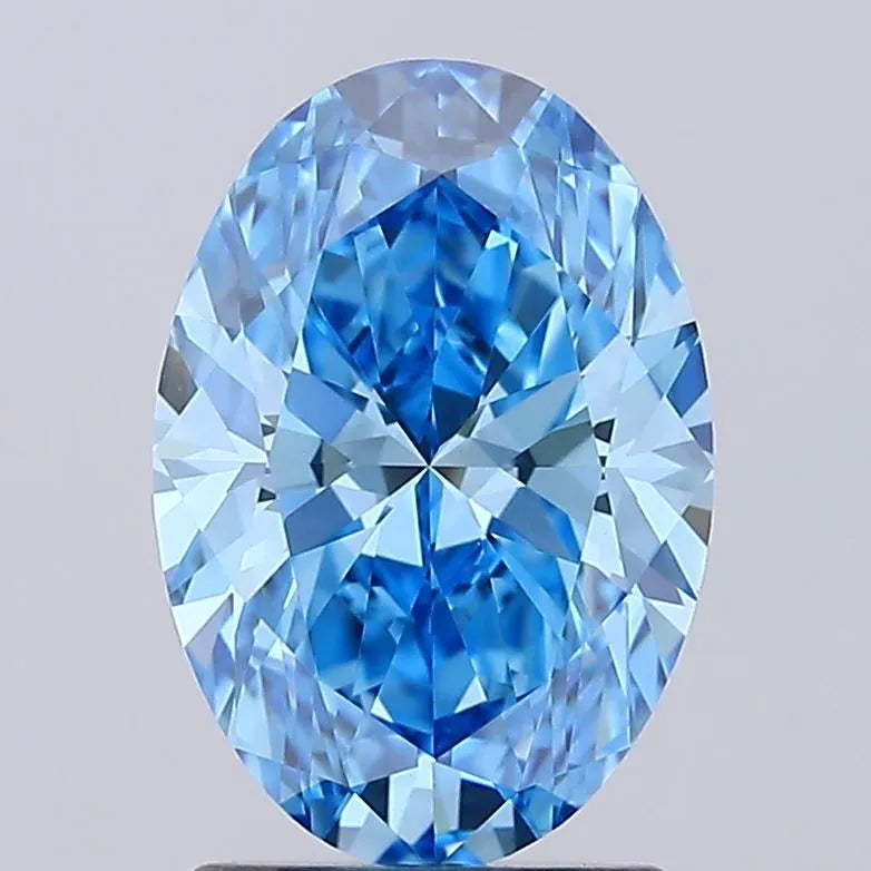 2.00ct Oval Lab Grown Diamond (Colour Fancy Vivid Blue, Clarity VVS2, IGI Certified)