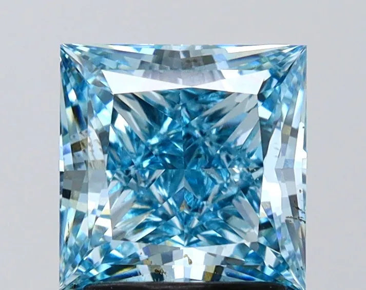 2.00ct Princess Lab Grown Diamond (Colour Fancy Vivid Blue, Clarity VS1, IGI Certified)
