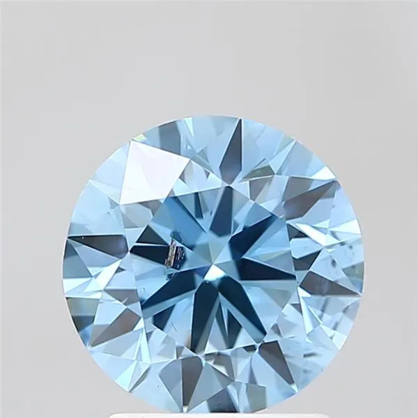 2.00ct Round Lab Grown Diamond (Colour Fancy Vivid Blue, Clarity SI1, Cut ID, IGI Certified)
